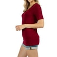 thumbnail image 3 of Zenana Women & Plus Relaxed Fit V-Neck Short Sleeve Basic Jersey T-Shirt Tops, 3 of 4