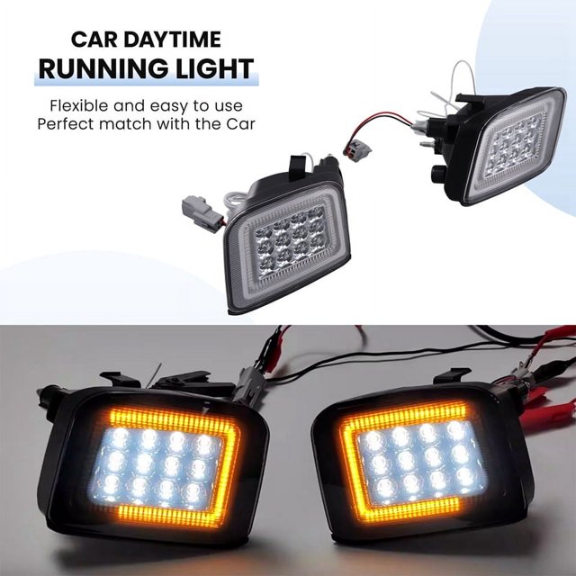 Faros Delanteros para Automóvil, Luces de Circulación Diurna DRL, Luces de Colores Duales para 2015-2017, Luces de Señal de LED