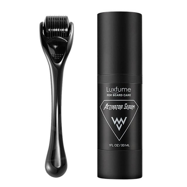 Kit de Croissance de Barbe Sérum Huile Rouleau Barbe Ensemble de Soins Nourrissants