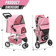 thumbnail image 2 of Cat Dog Stroller,3-Wheels Pet Stroller for Medium/Puppy Dogs 30 Lbs, Cat Strollers for 1 Cats, Foldable Dog Stroller with Storage Basket and Cup Holder, Breathable Mesh Pink, 2 of 9