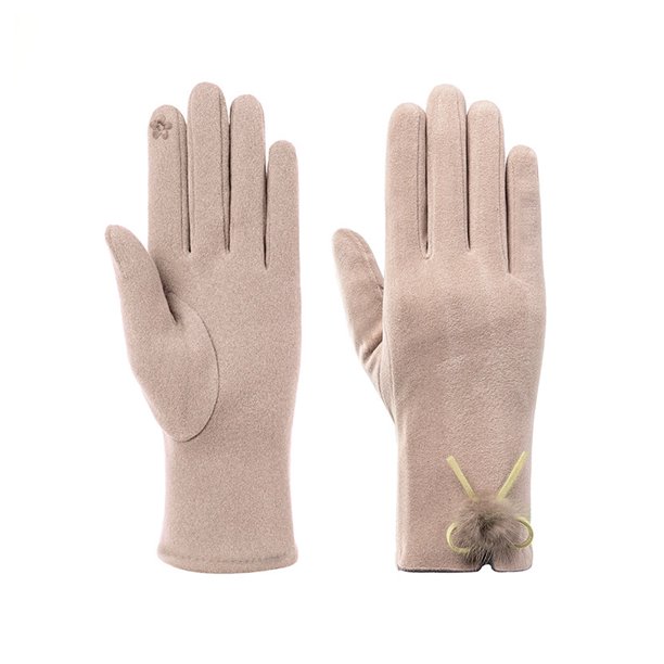 Minnieouse Guantes de mujer suaves a prueba de viento cómodos mitones colores sólidos de moda transpirable diseño de bola de pelo protección de palma al Accesorios de disfraces Beige Minnieouse AP014304-06