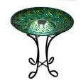 thumbnail image 5 of Hi-Line Gift Ltd 78415-P Solar Glass Turquoise Peacock Feathers Bird Bath with Stand, 5 of 5