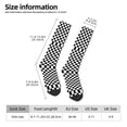 thumbnail image 3 of Knee High Socks for Women Checkerboard Black And White Long Tube Sock Uniform Socks, 3 of 7