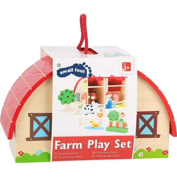 small foot wooden toys Wooden Farm Play Set - Premium Toy Designed for Kids, Ages 3 Years & Up. A Small Foot Design, Multi