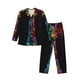 thumbnail image 1 of Balery Neon Psychedelic Giraffe Pijama para Hombre de Dos Piezas con Manga Larga, Conjunto de Dormir y Descanso Suave con Bolsillos-X-Large, 1 of 7