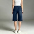 thumbnail image 4 of Vintage Washed Knee Length Jean Shorts for Women High Rise Loose Wide Leg Bermuda Denim Shorts Y2K Casual Streert Pants with Pockets Navy, 4 of 6