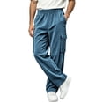 thumbnail image 2 of MXALUOB Men's Corduroy Pants Cargo Textured Drawstring Trousers with Flap Pockets Ribbed Wide Leg Elastic Waist Casual Pant for Winter, 2 of 6