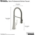 thumbnail image 4 of Kohler K-22061 Graze 1.5 GPM Single Hole Pre-Rinse Kitchen Faucet - Vibrant Stainless, 4 of 8
