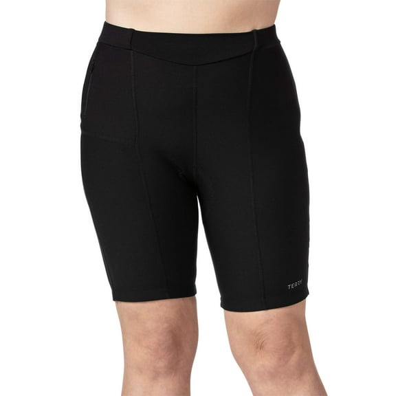 Terry Touring Bike Shorts Womens Padded Plus 9 Inch Long Compression Shorts for Women Cycling Pockets Leg Grippers