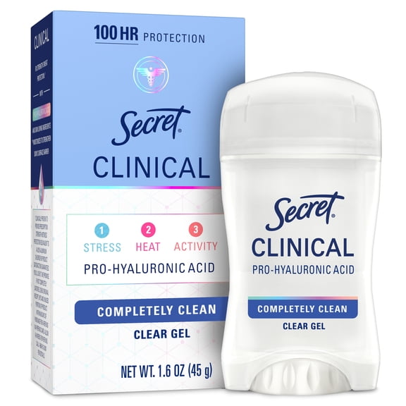 Secret Clinical Antiperspirant Deodorant for Women, 100HR Sweat & Odor Protection, Pro-Hyaluronic Acid, Clear Gel, Clean Lavender, 1.6oz