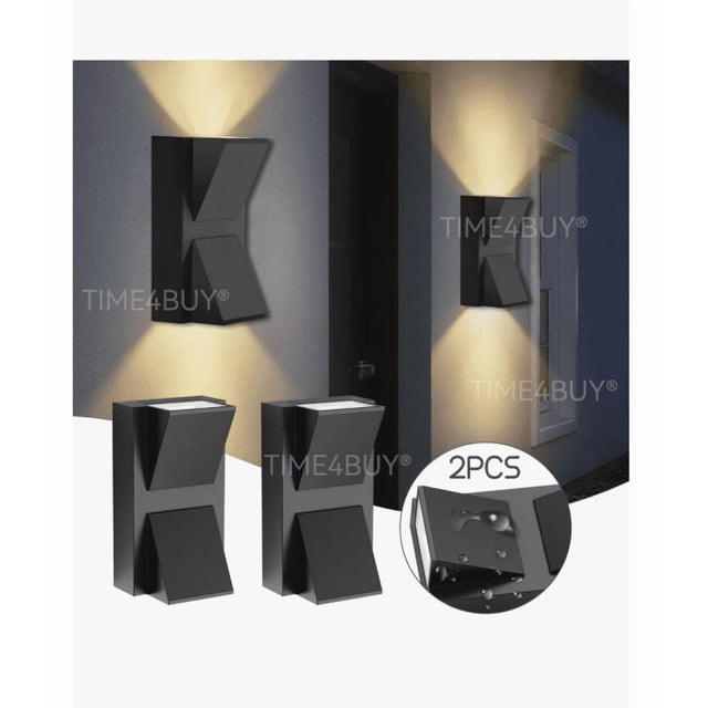 2pcs Lámpara De Pared 14cm Led Moderna Para Uso Exterior color negro