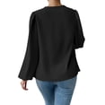 thumbnail image 5 of STARVNC Women Draped Neck Long Sleeve Chiffon Blouse, 5 of 7