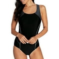 thumbnail image 3 of Attraco Women's One-piece Sports Swimsuit Color Block Water Aerobic Swimwear Bathing Suit, 3 of 6