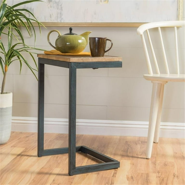 Noble House Darlah Medium Firwood Accent Table in Antique Brown Finish