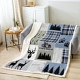 thumbnail image 2 of Retro Cabin Fleece Blanket , Rustic Deer Animal Throw Blanket Teen Adult Bedroom,Woodland Plaid Sherpa Blanket Country Farmhouse Lodge Fuzzy Blanket, Throw Size, 2 of 4