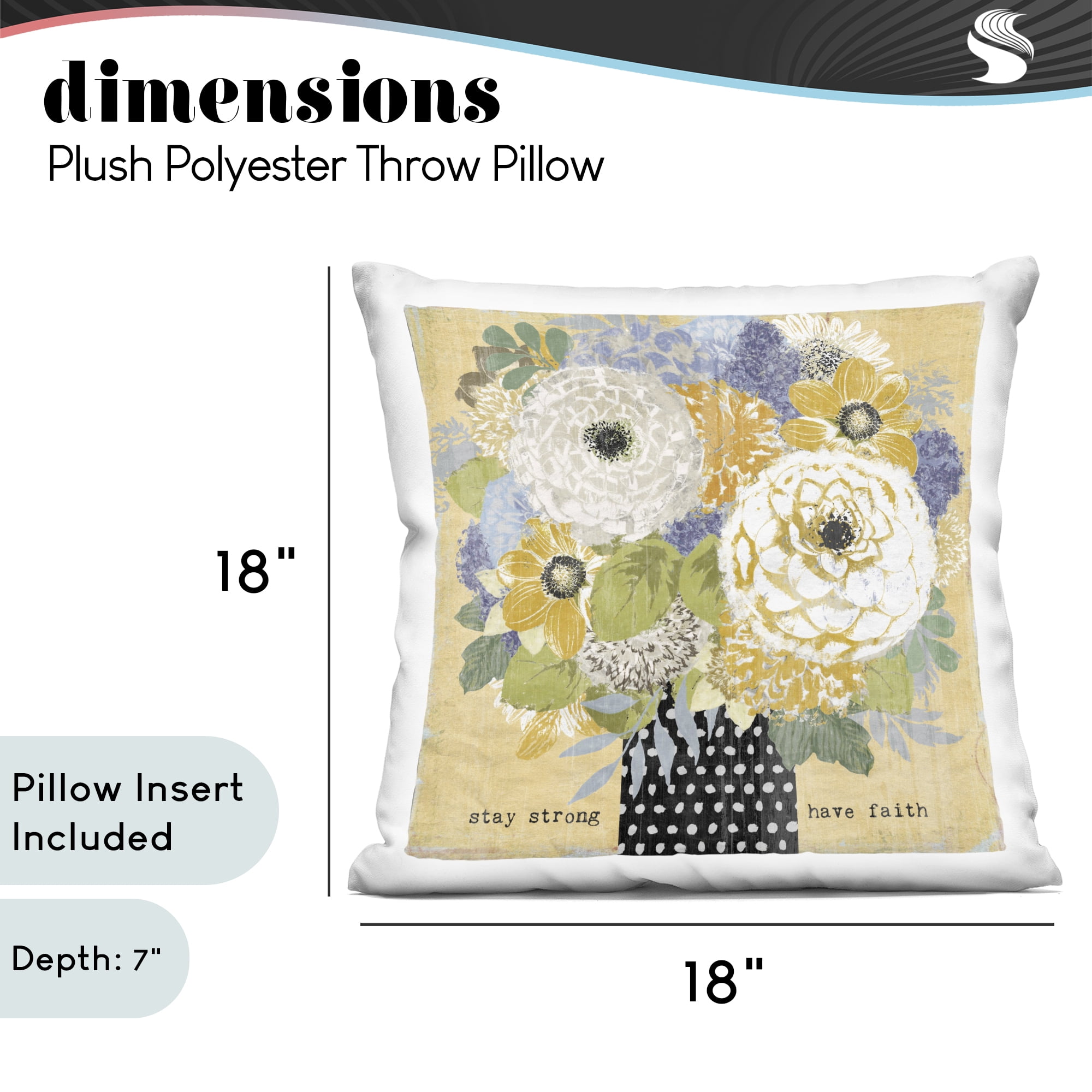 Stupell Industries Stay Strong Have Faith Decorative Printed Throw Pillow, design by Suzanne Nicoll, 18 x 7 x 18
