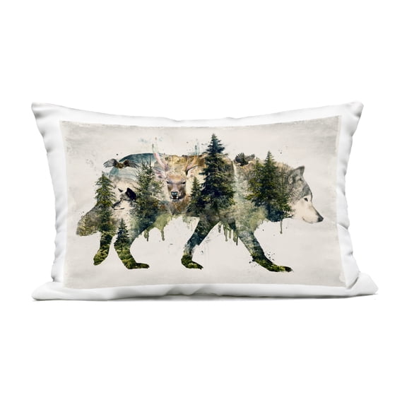 Stupell Industries Woodland Wildlife Wolf Contour Design by Barrett Biggers Outdoor Printed Pillow