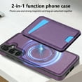 thumbnail image 2 of For Samsung Galaxy A52 5G Magnetic Detachable Wallet Case,With Kickstand,Compatible With Magsafe,With Card Slots Flip PU Leather Protective Shockproof Anti-fall Thin Fit Phone Case,Purple, 2 of 10