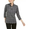 Karen Scott Women's Zip Neck Pullover Black Size Medium