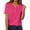 Hot Pink, variant on MIXUE Womens Summer Tops Summer Solid Color V Neck Buttons Short Sleeve Pullover Tee Shirts Streetwear,Pink,XXL
