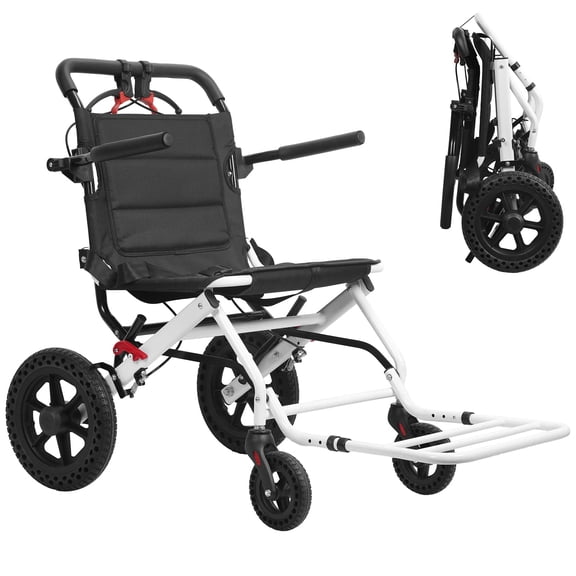 Seipola 20 Inches Portable Folding Transport Wheelchair, Ultra-Light Wheelchair (Only 14lbs) with Telescopic Handle & 12 Inches Rear Wheels, Wheelchairs for Adults and Seniors, Support 120kg