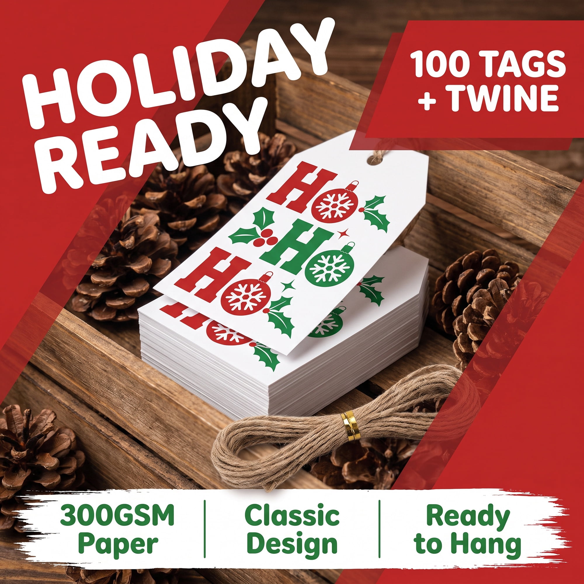 Unique Bargains 100Pcs Thick Gift Wrapping Tags with Twine Letter Pattern 2" x 3.1"