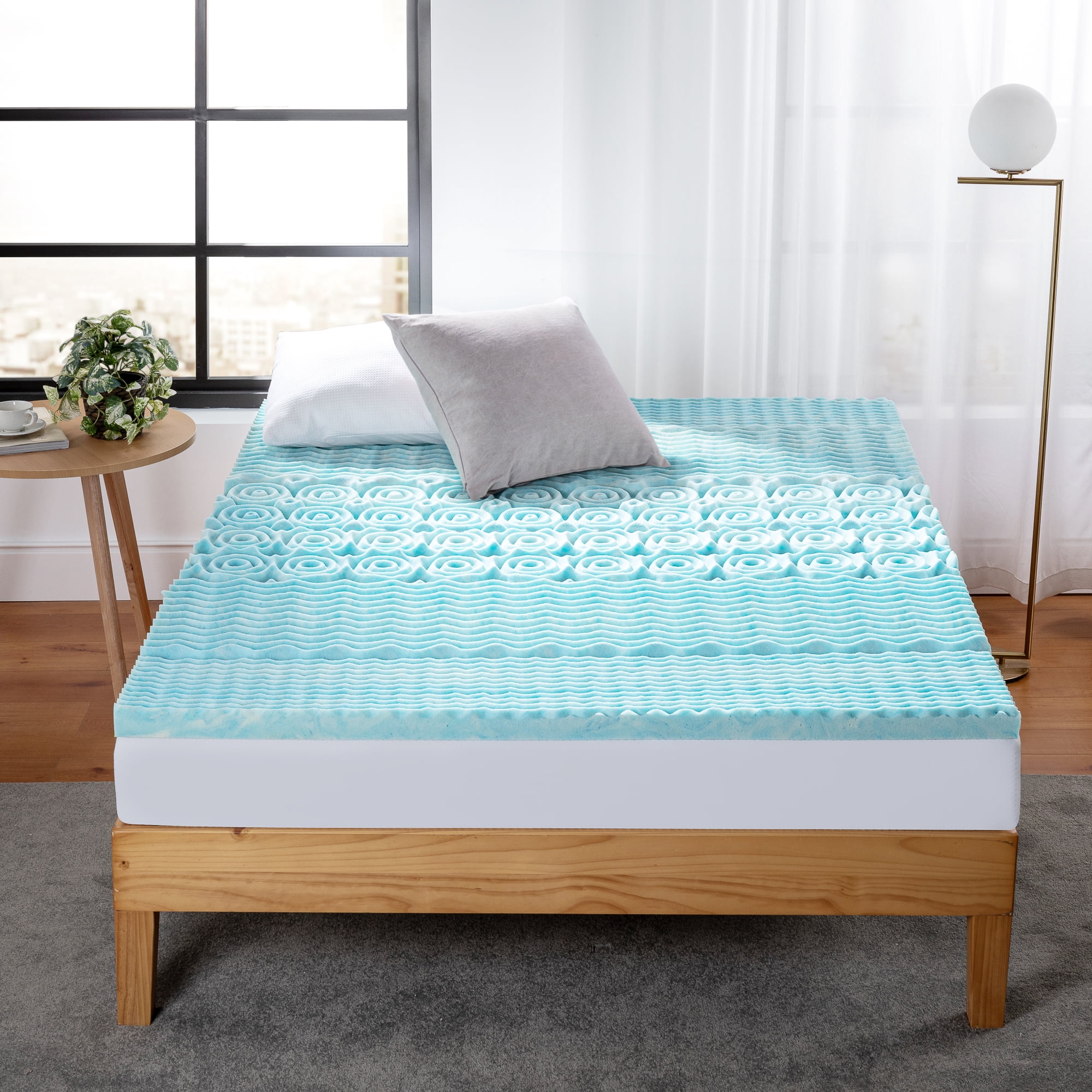 Zinus Spa Sensations 1" Green Tea Gel Memory Foam Zoned Support Mattress Topper, Twin