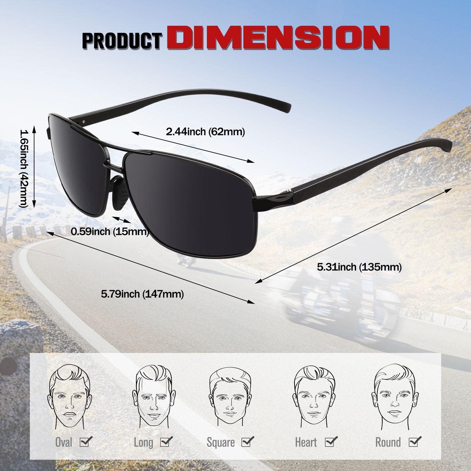 Sunier Classic Polarized Aviator Sunglasses, Black photo 6