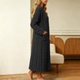 thumbnail image 6 of Women's Fleece Bathrobe V-Neck Long Sleeve Cable Knit Textured Robe with Pockets Cozy Homewear for Fall Winter, 6 of 7