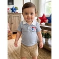 thumbnail image 4 of BemeyourBBs Toddler Baby Boys 4th of July Shirt Fourth of July Outfit Baby Boy Patriot Independence Day Clothes Collared Waffled Stripe Bird American Flag Embroidery Short Sleeve Summer Tee Shirt Top, 4 of 9