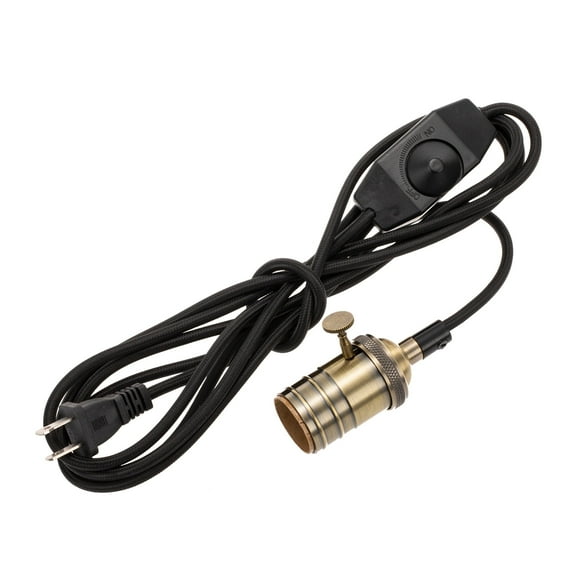 YANSUN Vintage Triple Light Socket Pendant Hanging Light Cord Plug-in Light Fixture Cord 1 Light Vintage Pendant Light Kit for Kitchens Dining Rooms Bars Restaurants Basement,Black