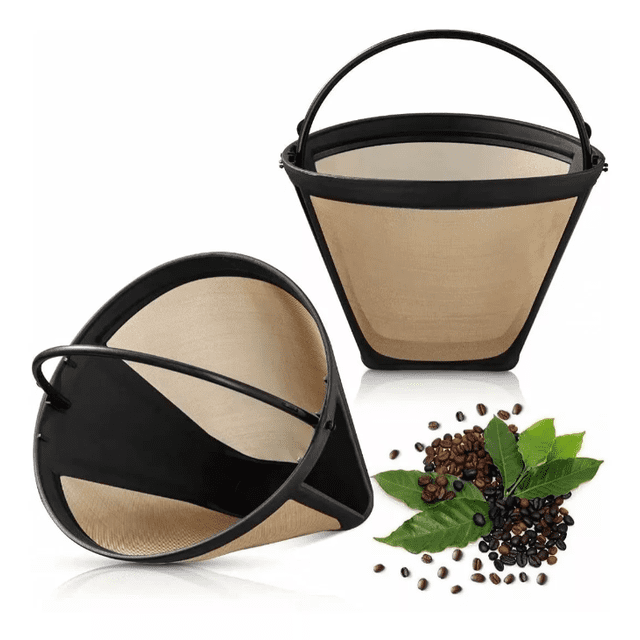 Filtros De Cafe Reutilizables De Forma Cónica 6 A 12 Tazas Con Paquete De 2pz