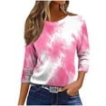 thumbnail image 2 of Vetsdori Plus Size Tops for Ladies 3/4 Sleeve Graphic Pullover Tunic,Crew Neck Summer Trendy Juniors T-shirts Lightweight, 2 of 6