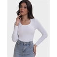 thumbnail image 5 of Women Long Sleeve Scoop Neck Tops Stretch Fitted Casual Tops Tee Slim Fit Fall Going Out Sexy Basic Shirts, 5 of 6