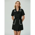 thumbnail image 4 of Ribbon Design Double-Breasted Collar & Pocket Elastic Waist Casual Or Professional Commute Elegant Women Pocket Lab Coat Surgical Gown Nurse Clinic Dental Doctor Beauty Salon, 4 of 6