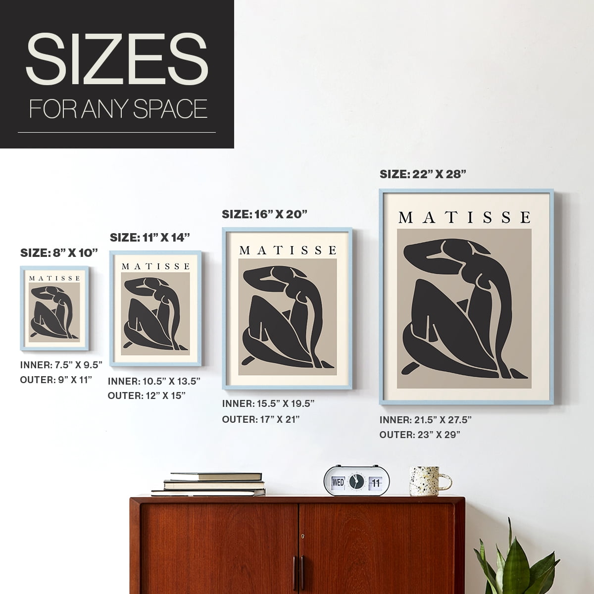 Matisse CCCLXXX in Blue Solid Wood 22 x 28 Framed Print