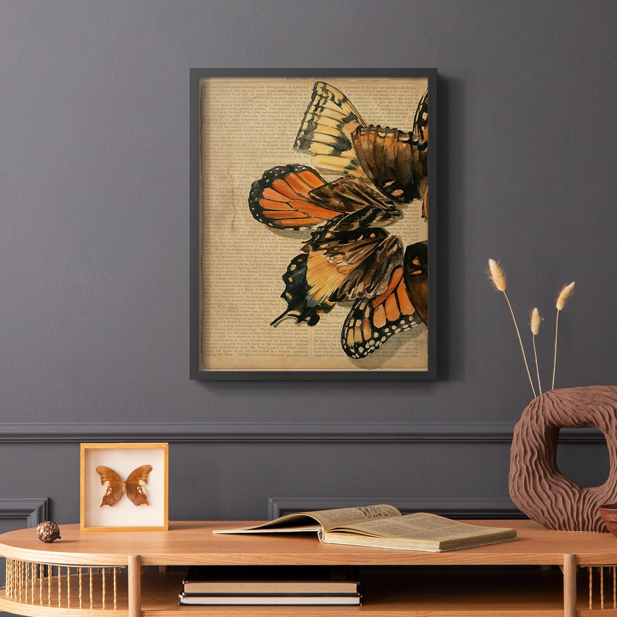 Winged Wreath II Framed Print - Solid Wood in Single Picture Frame Solid Wood 2 Framed Print