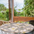 thumbnail image 2 of Ambesonne Japanese Boho Fitted Round Tablecloth, Springtime Art Sakura, 45"- 56" Diameter, Pale Purpleblue Blush, 2 of 5