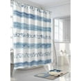 thumbnail image 3 of Abstract Shower Curtain, Blue Gradient Geometric Striped Retro Farmhouse Waterproof Shower Curtain Set with 12 Hooks Lightweight Washable Fabric Shower Curtains for Bathroom 48x72 Inches, 3 of 6
