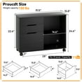 thumbnail image 7 of FDW 3 Drawer Lateral File Cabinet Mobile File Cabinet with Open Storage Shelves and Wheels,Black, 7 of 7