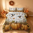 thumbnail image 2 of Homewish Rustic Hummingbird Pumpkin Full Size Comforter Sets, Chic Sunflower Bedding Comforter Set, White Orange Blue, Gray Reversible, 3 Pieces 1 Comforter and 2 Pillowcases, 2 of 6