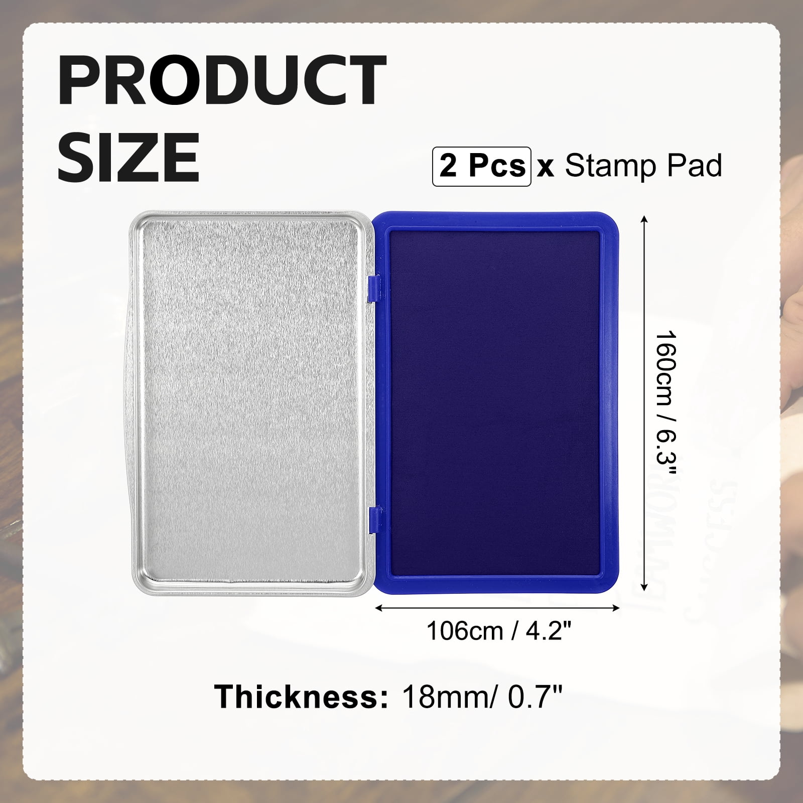 6x4 Inch Stamp Pad, 2Pcs Washable Craft Ink Pad, Waterproof Inkpad Clear Printing for Rubber Stamp, Card Making, Scrapbooking, Fingerprint, Handprint, Stamping, Blue