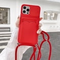 thumbnail image 5 of Crossbody Case for iPhone 7 Plus/iPhone 8 Plus with Camera Cover, Silicone Card Holder Phone Cover with Adjustable Necklace Strap Cord Lanyard Shockproof Protective Case - Red, 5 of 15