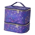 thumbnail image 4 of Estuche de transporte de doble capa, bolsa de almacenamiento de PU, organizador de esmalte de uñas, estuche para perfume. Azul profundo, 4 of 9