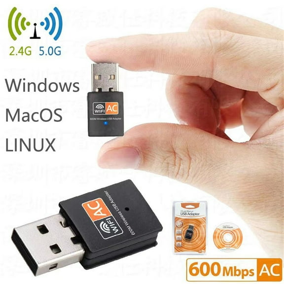 Wuztai USB WiFi Adapter AC600Mbps, 2.4/5GHz Wireless Network Adapter For Laptop Desktop PC, 802.11 USB WiFi Dongle With Soft AP Mode