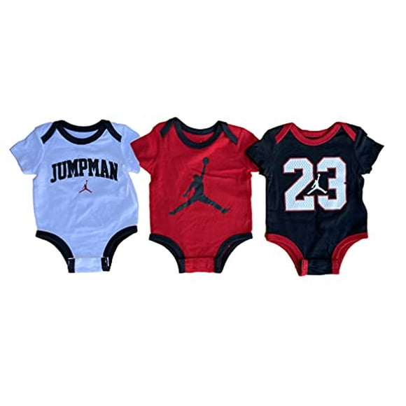 Baby Boy Jumpman Bodysuits 3 Pack Black 5M5343-W0G Red, 3 Months