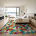 thumbnail image 3 of ODIKA 9'x12' Washable Area Rug Whimsical Geometric Checkerboard Hippie Motif Funky Maximalist for Great Room, Indoor Concept, Large Living Low Pile, Flatwoven, 3 of 7