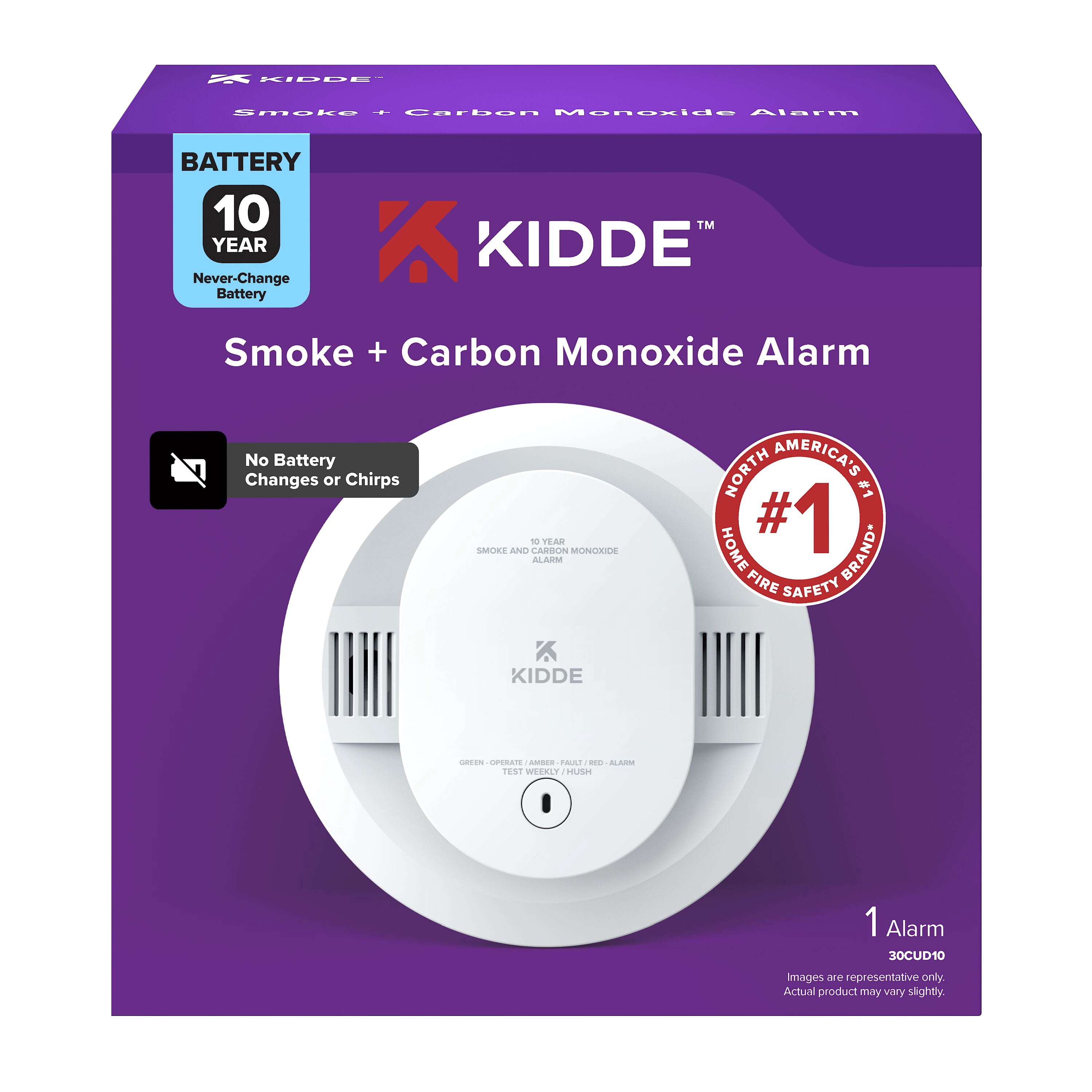 Kidde 10-Year Sealed Lithium Battery-Operated Combination Smoke & Carbon Monoxide Detector