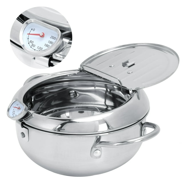 Deep Frying Pot ,Stainless Steel Frying Pan with Lid Kitchen Cookware Fryer for Kitchen French Fries, Chicken Etc ,Tempura Fryer with , Lid And Oil