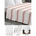 thumbnail image 6 of Red Striped Twim Size Flat Sheet, Wrinkleproof & Fadeproof Cooling Flat Bed Sheet Only, Rustic Red Stripe Modern Art Beige Breathable Soft Bedding Top Sheets 66 x 96 Inches, 6 of 8